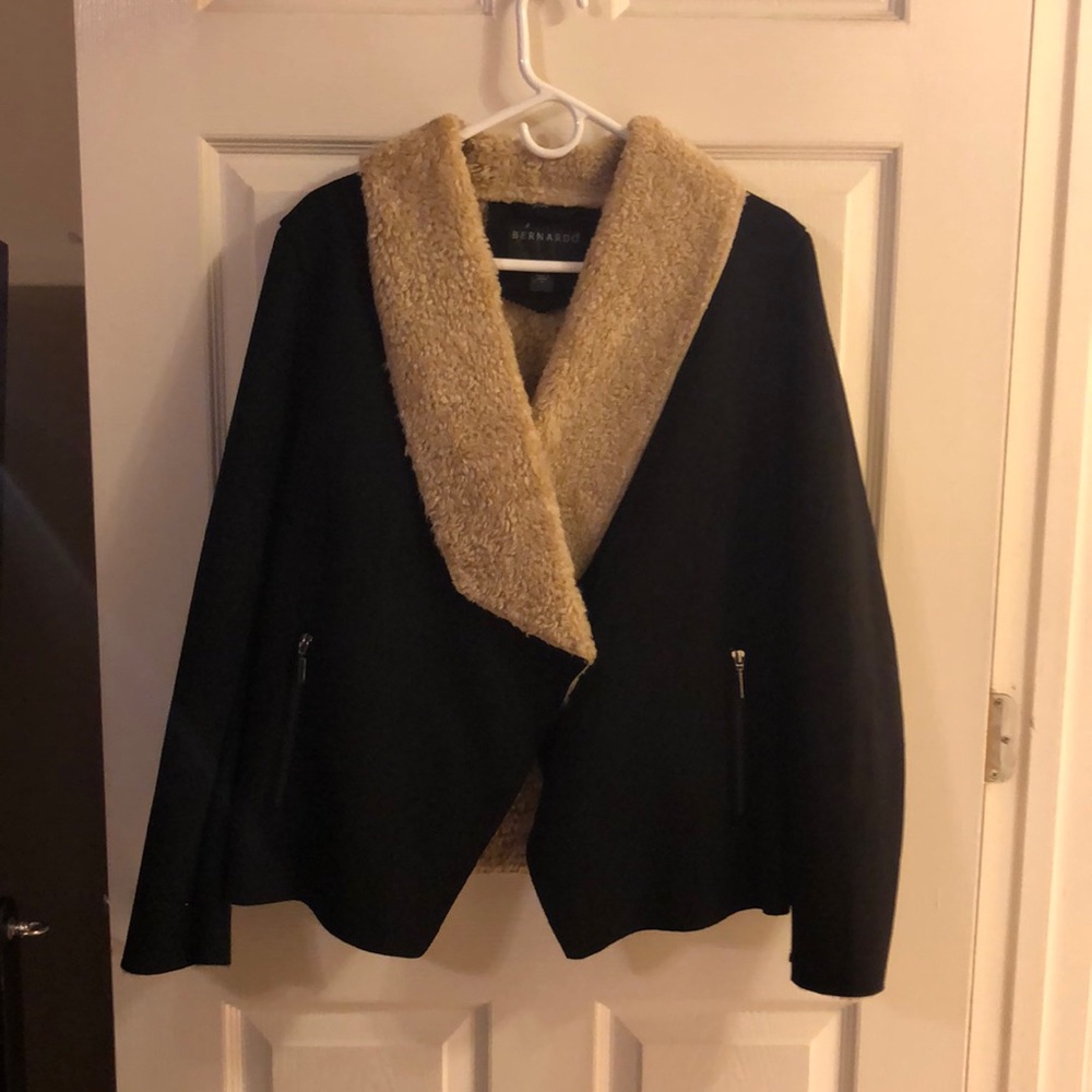 Bernardo faux suede coat with sheepskin lining